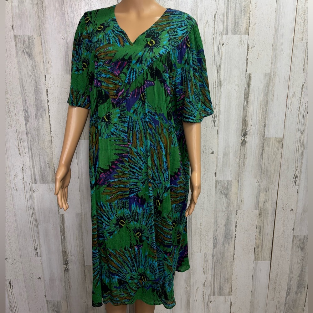Santé Crinkle Gauze Patterned Caftan Dress
